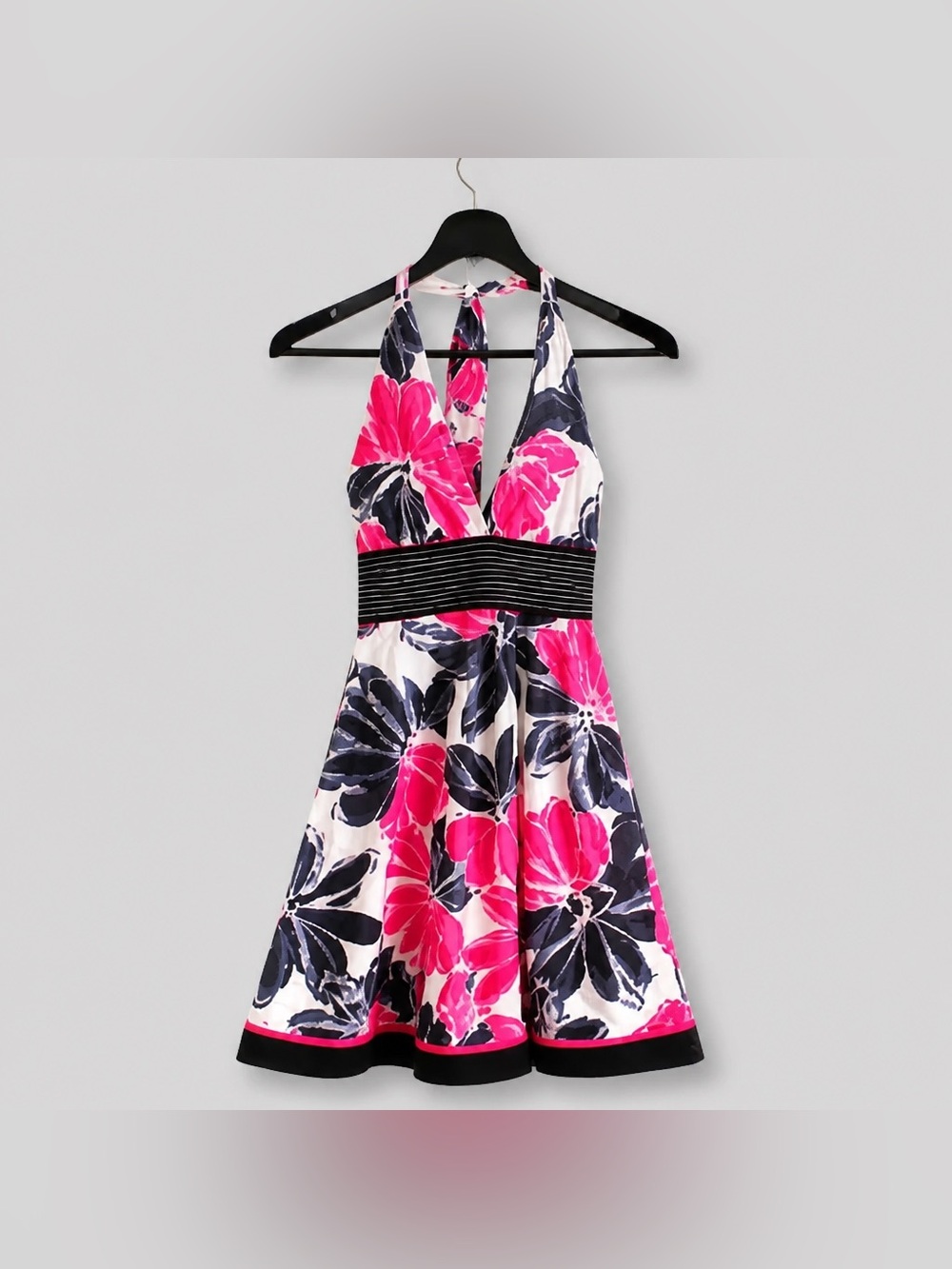Speeches Size 5 Floral Print Cotton Polyester Spandex Mini Halter Dress